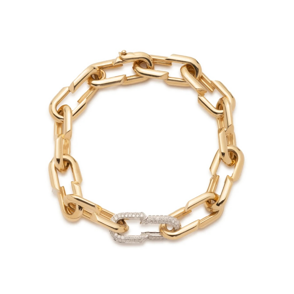 Medium Strong Hearts Love Single Pave Link Chain Bracelet view 1