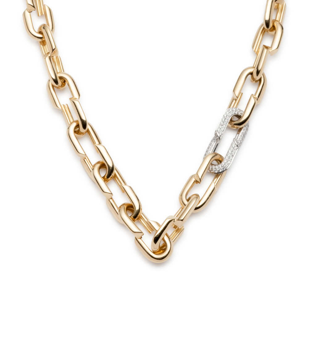 Medium Strong Hearts Love Single Pave Link Chain Necklace view 1