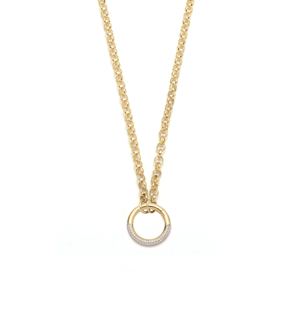 Medium Belcher Open Chain : in Yellow Gold with Pave Diamonds 22