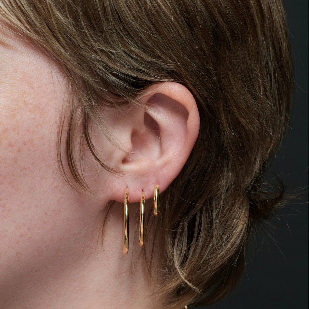 Small Fob Earring | Yellow Gold view 2