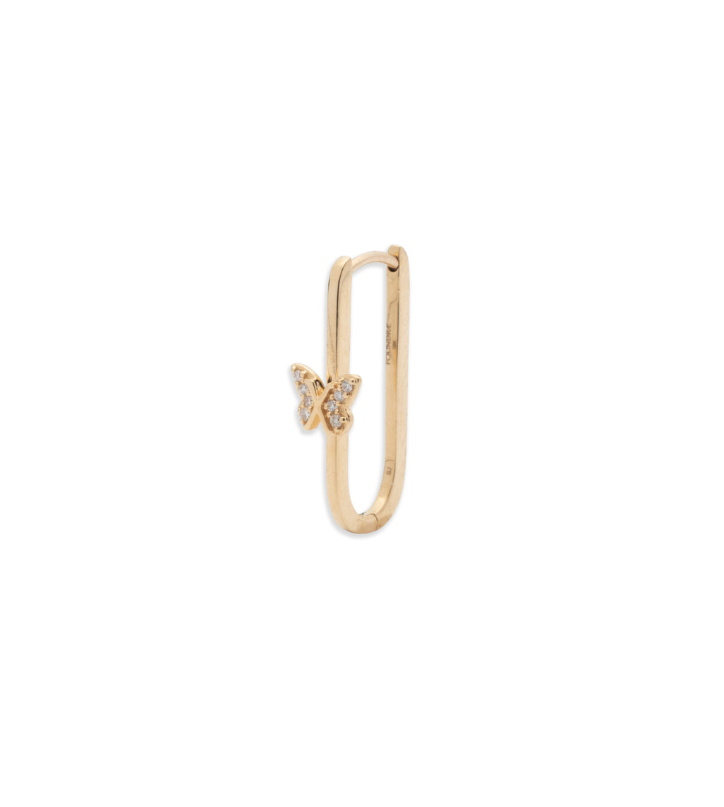 18K Yellow Gold Butterfly : Pave Fob Earring – FoundRae