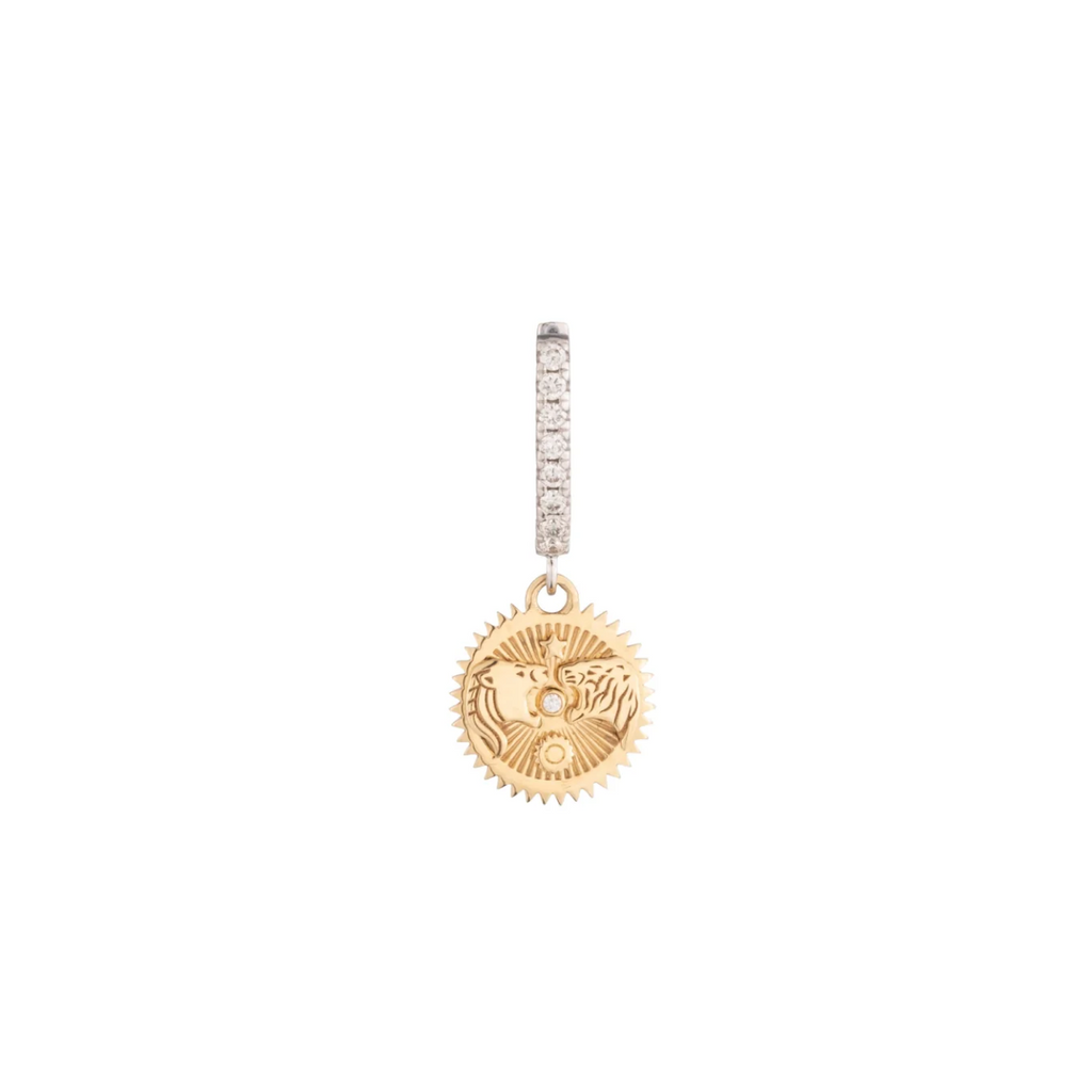Strength Miniature Medallion Earring : in Yellow Gold view 1