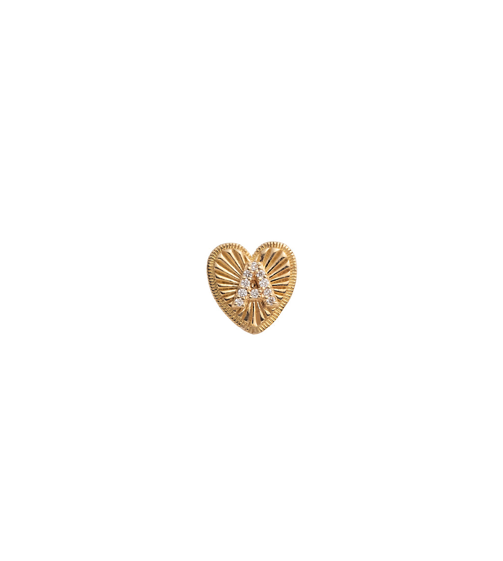 Initials & Numbers : Mini Heart Token Ear Stud view 1