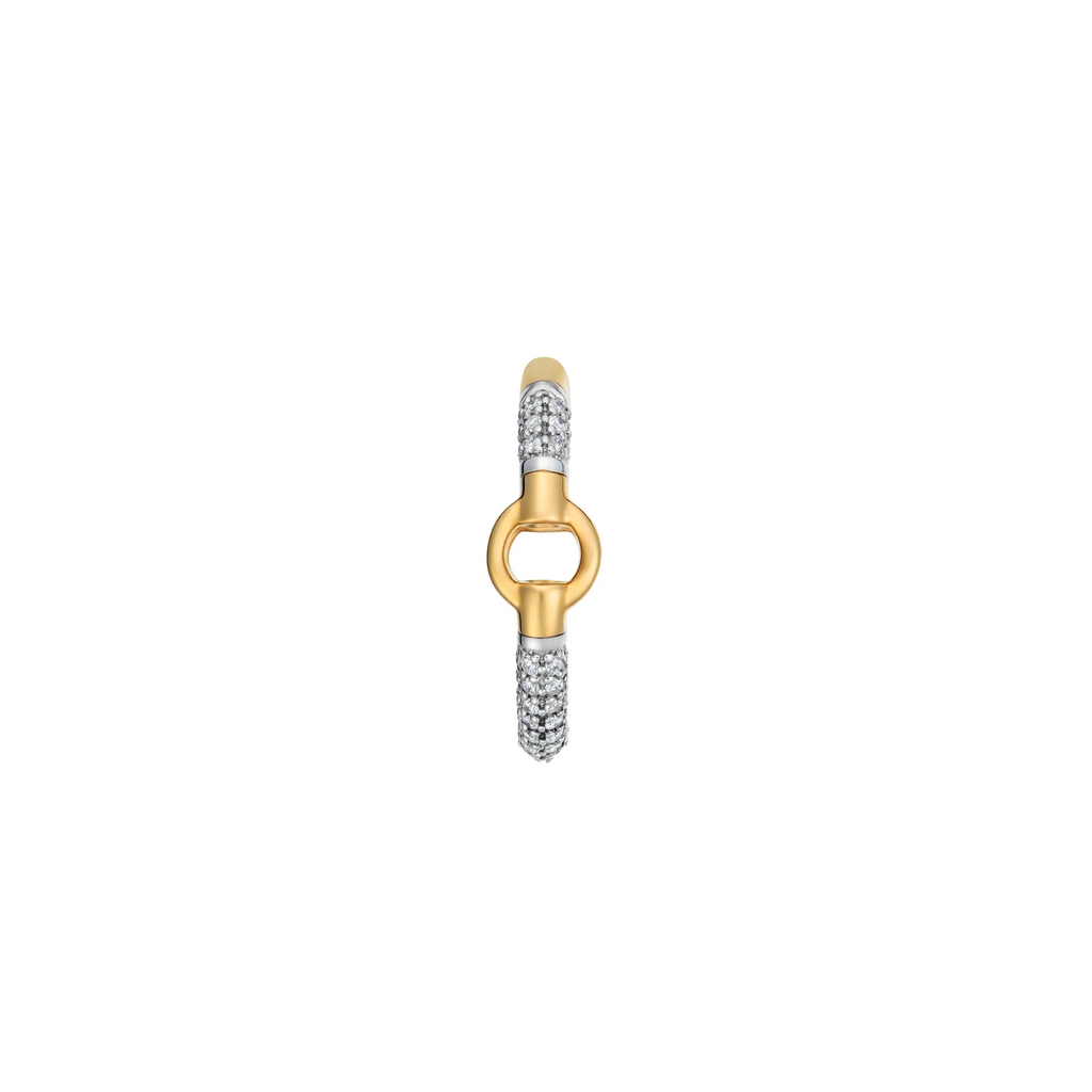 18K Mixed Gold Element | Pavé Element Chain Hoop Earring | Diamonds, Mixed Gold – FoundRae view 3