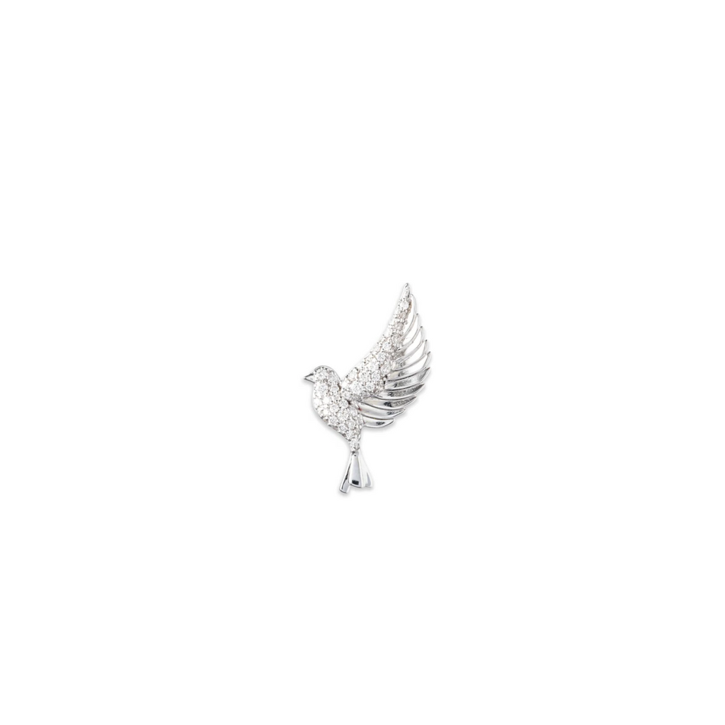 Sparrow Small Ear Stud : in White Gold with Pave Diamonds view 1