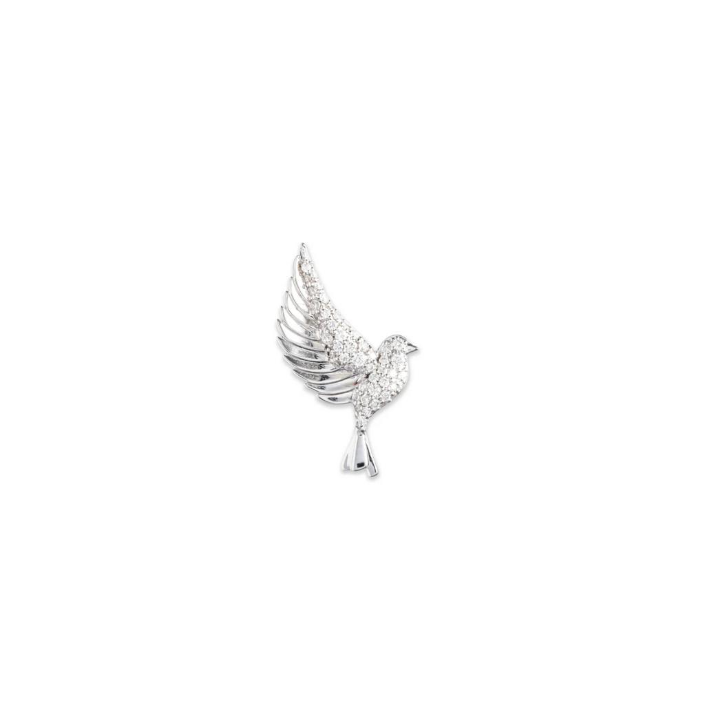 Sparrow Medium Ear Stud : in White Gold with Pave Diamonds view 1