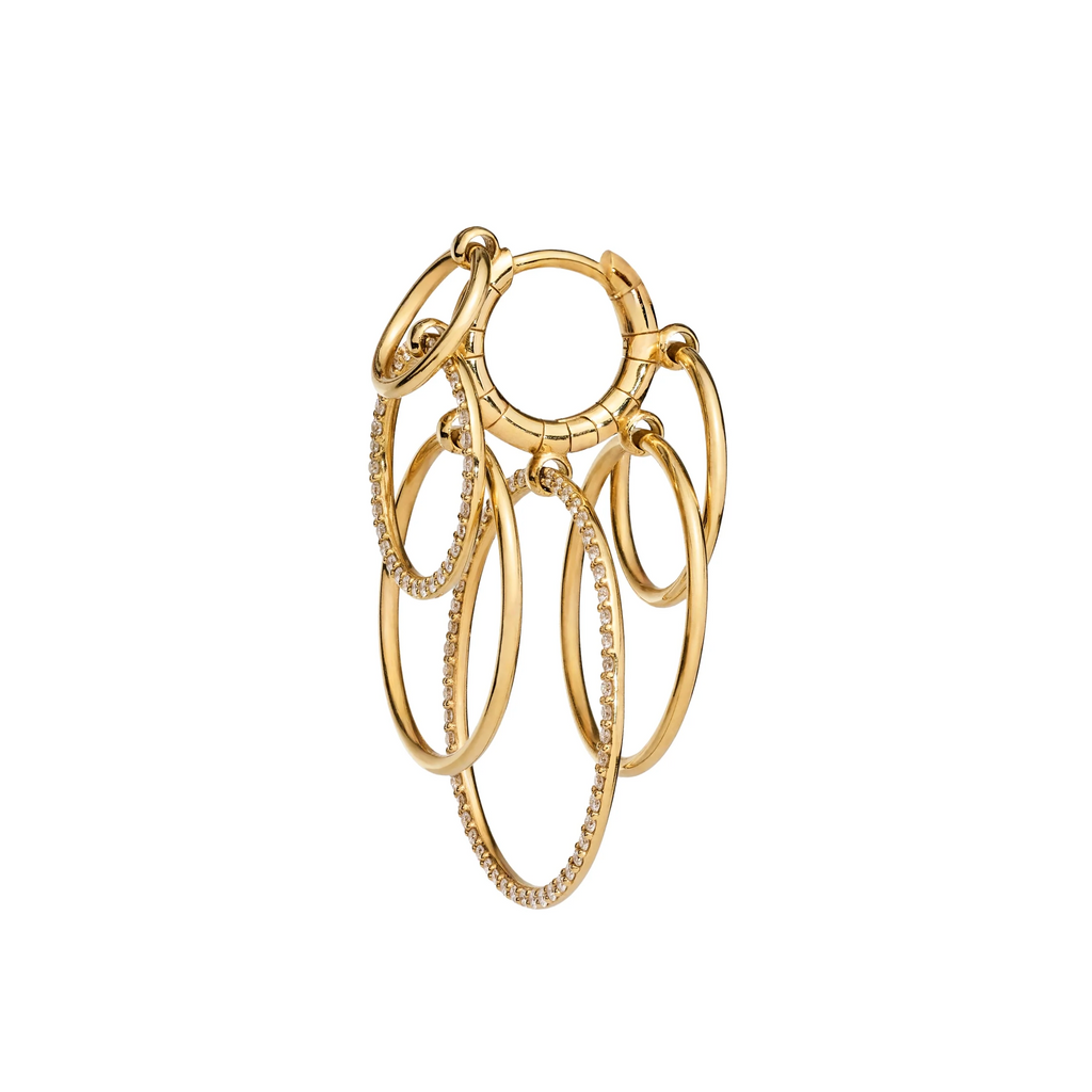 Wind Chime Medium Hoop Earring | Diamonds, Yellow Gold view 1