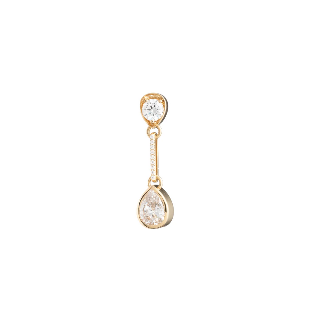 Forever & Always a Pair Linear Drop Earring : in Yellow Gold with Pear Diamonds view 1