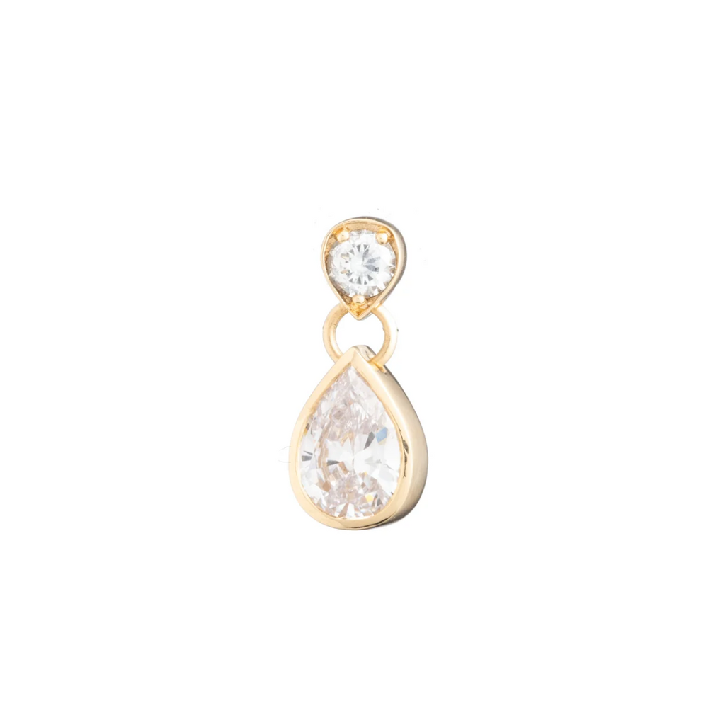 Forever & Always a Pair Double Drop Earring : in Yellow Gold with Pear Diamonds view 1