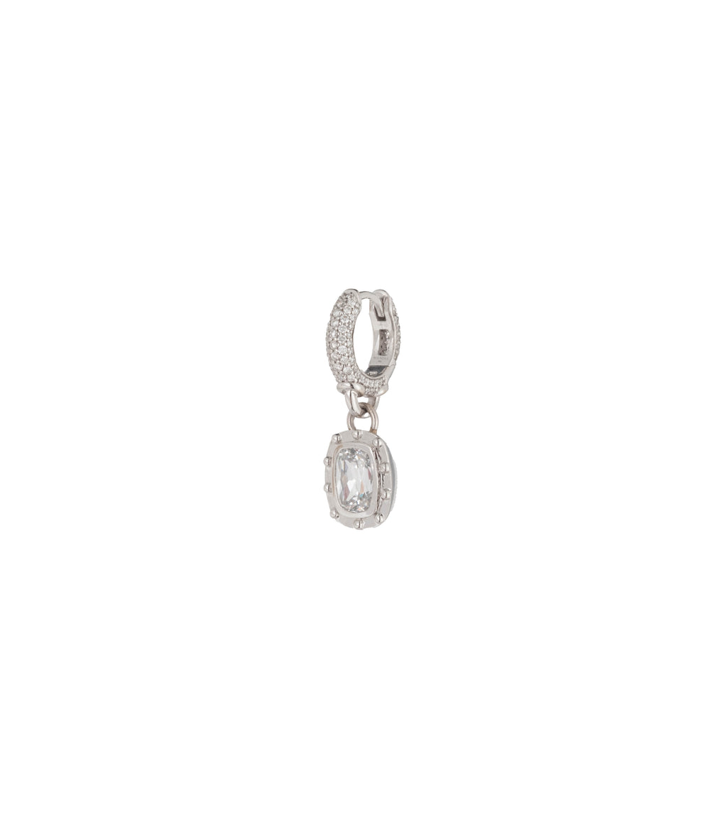 18K White Gold Lovestruck Pendant on Ear Hoop : in White Gold with Cushion and Pave Diamonds – FoundRae view 2