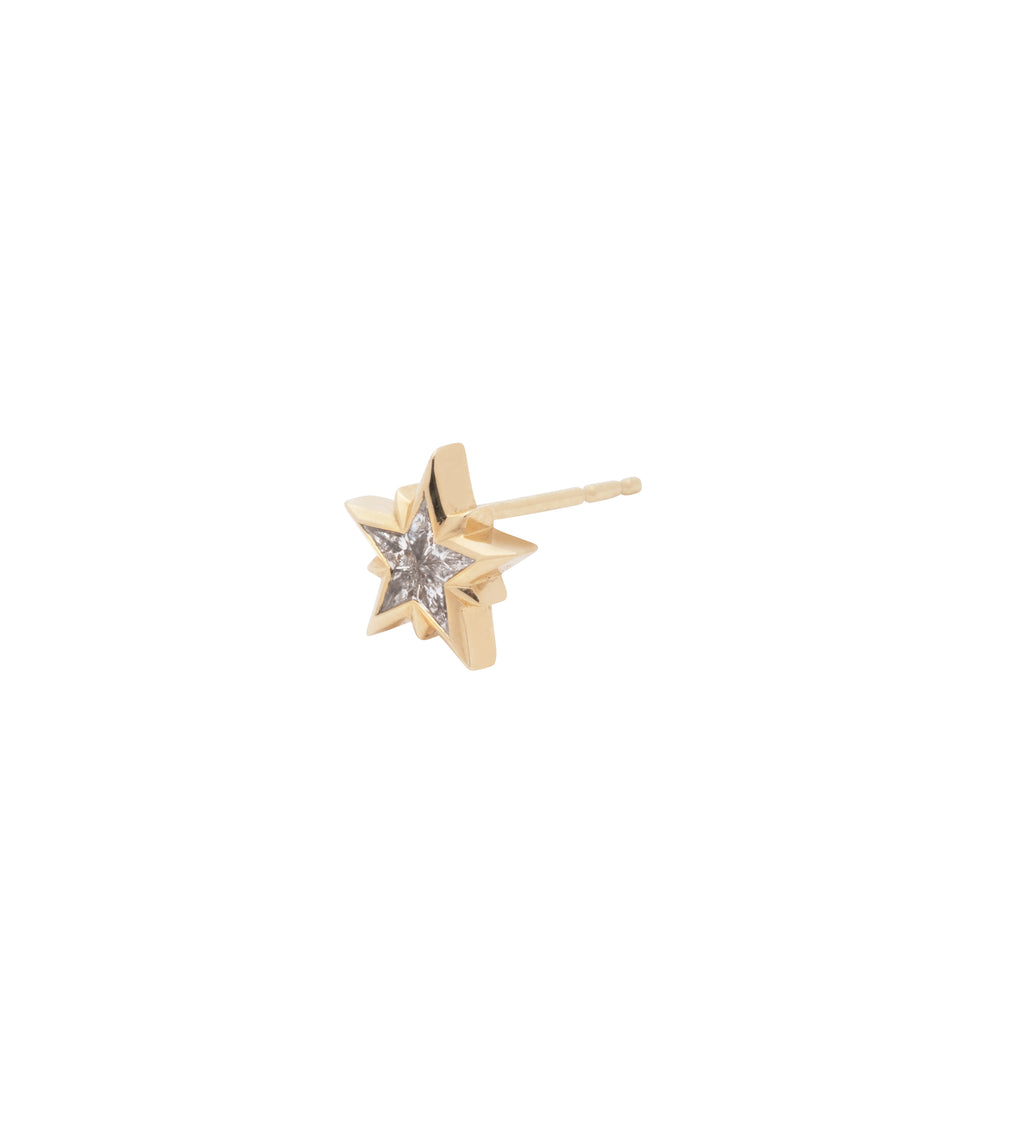 18K Yellow Gold North Star - Internal Compass : Diamond Stud Earring – FoundRae