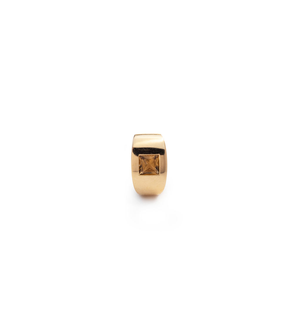 Princess Cut Champagne Citrine - Love : Gemstone Huggie Earring view 1