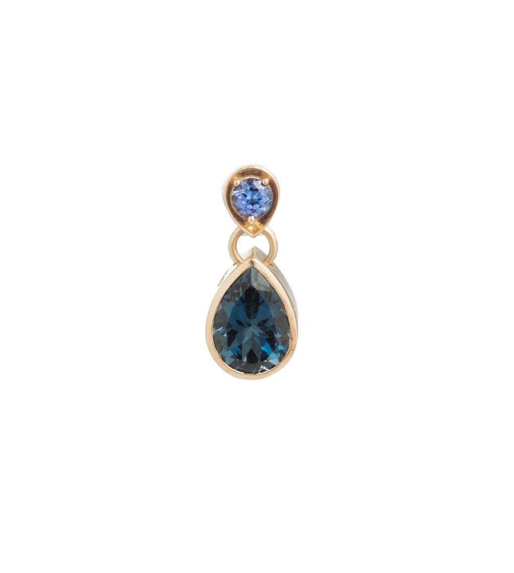 18K Yellow Gold Forever & Always a Pair – Love : Tanzanite & London Blue Topaz Double Drop Earring – FoundRae