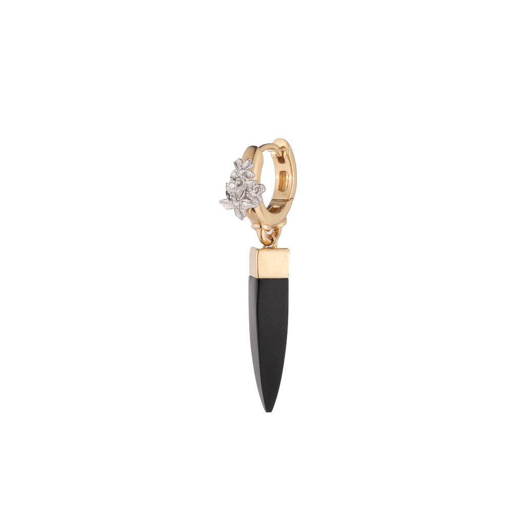 18K Mixed Gold Thorn Onyx Stone Ear Hoop : in Mixed Gold with Diamonds – FoundRae view 2