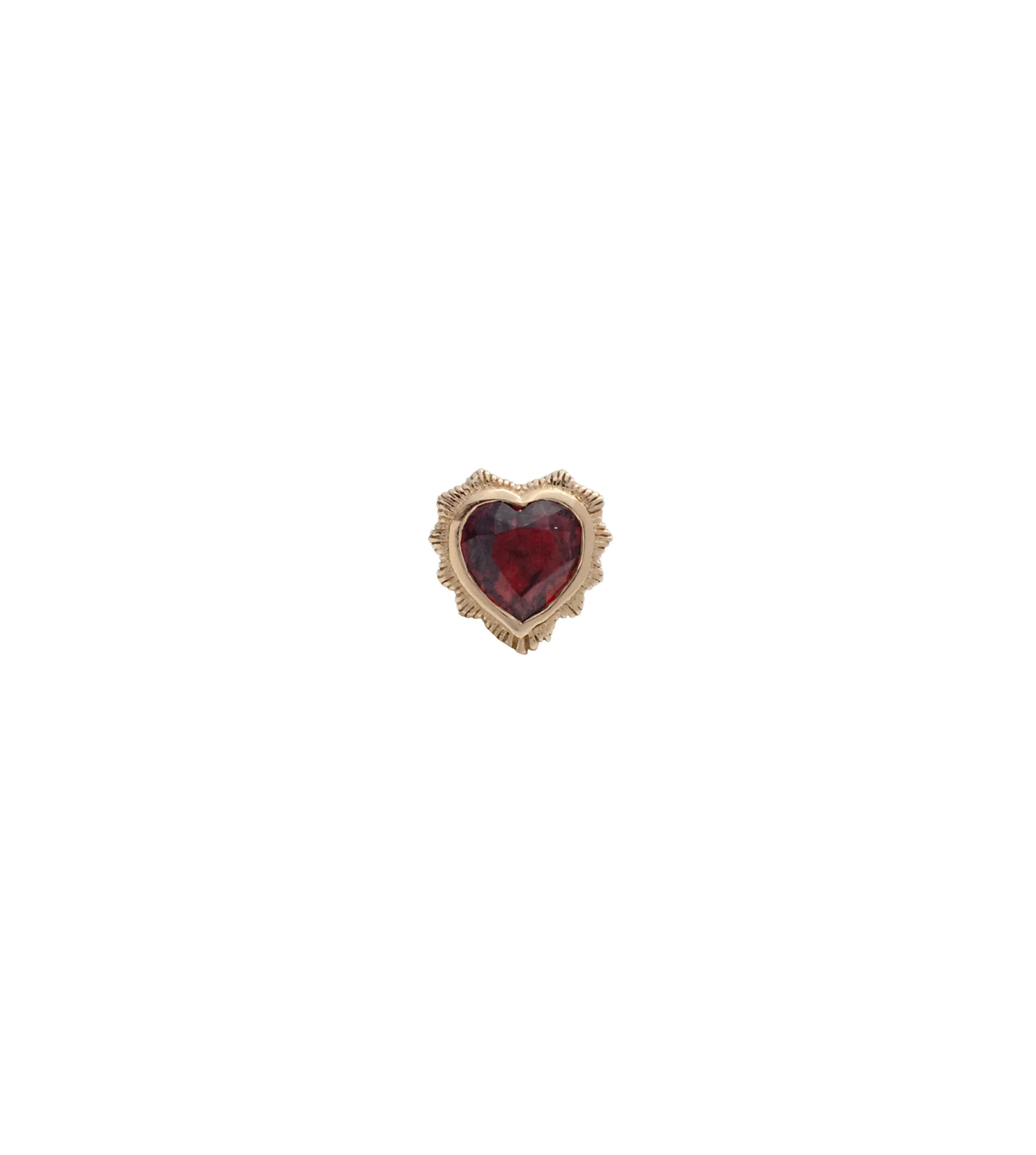 Heart : Garnet Stud