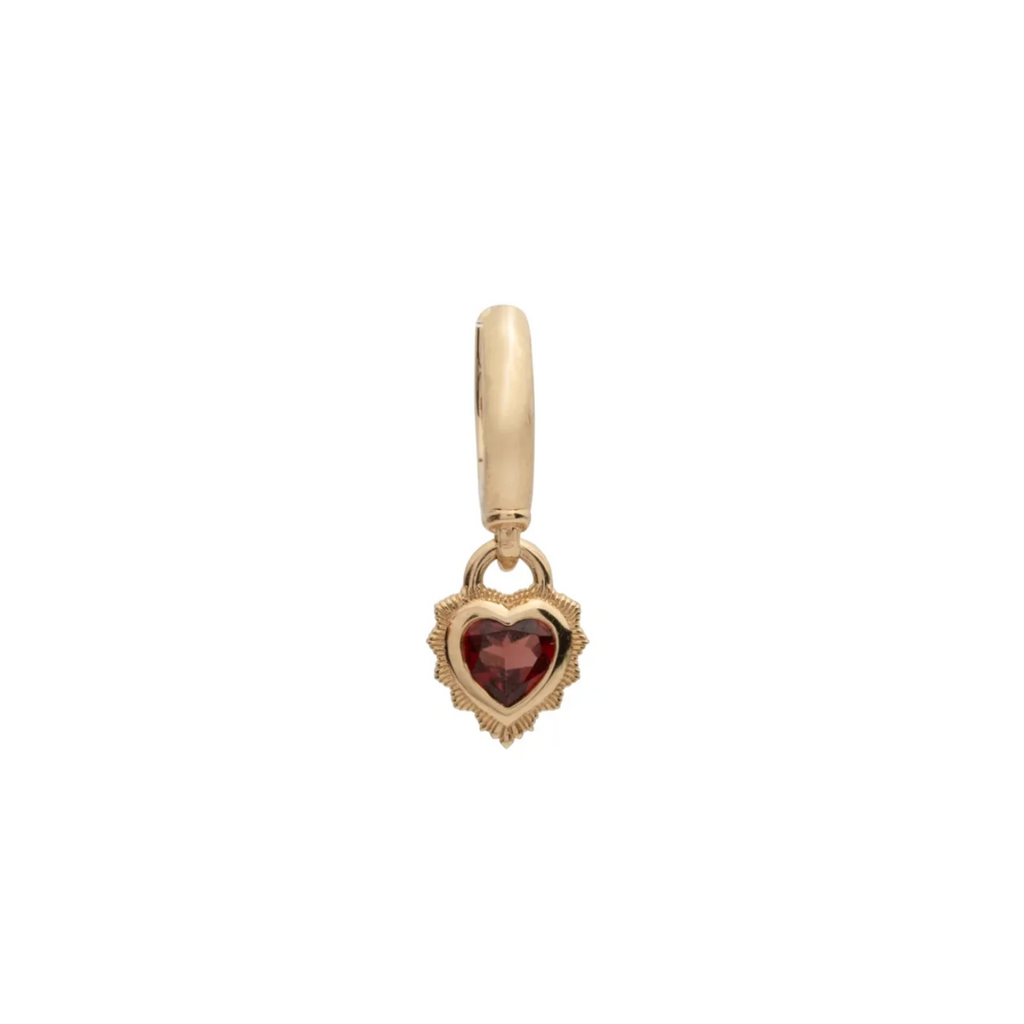 Heart : Garnet Drop Earring view 1