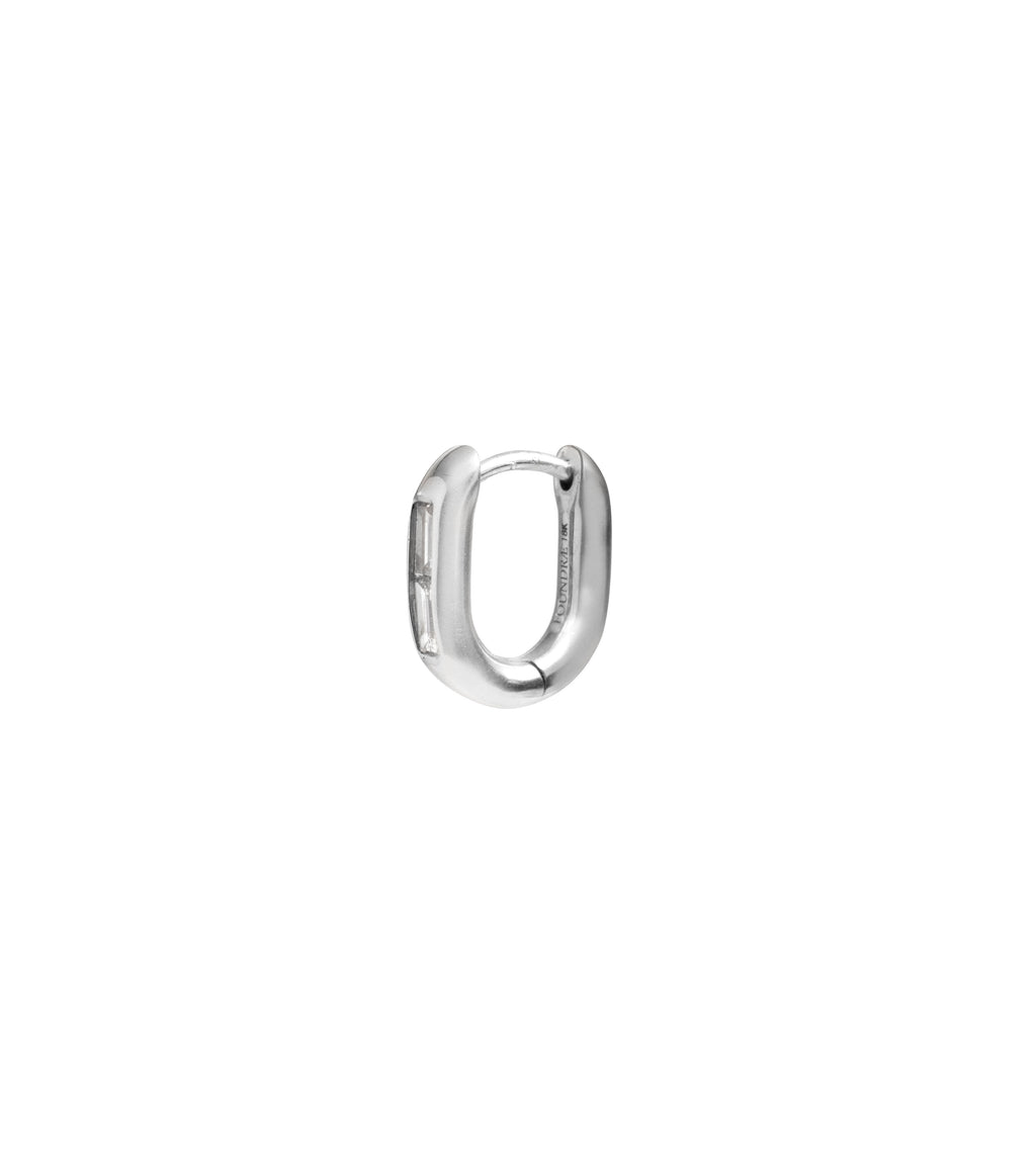 Petite Baguette Ear Fob Diamond White Gold view 2