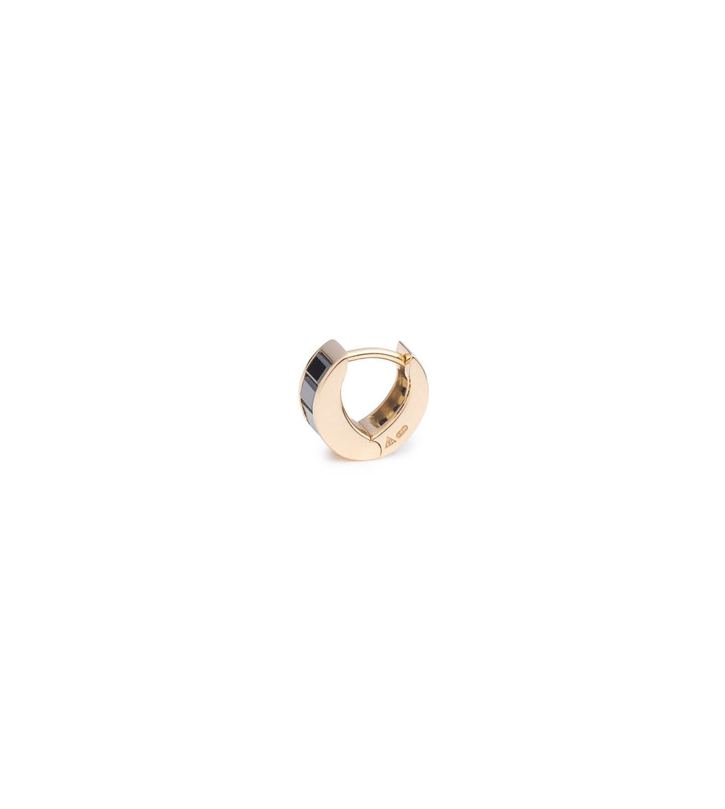 18K Yellow Gold Baguette Black Diamond - True Love : Huggie Earring – FoundRae