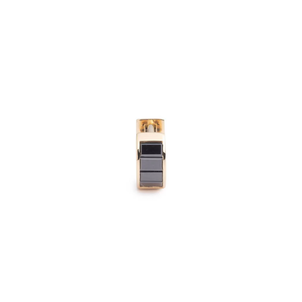 18K Yellow Gold Baguette Black Diamond - True Love : Huggie Earring – FoundRae view 1