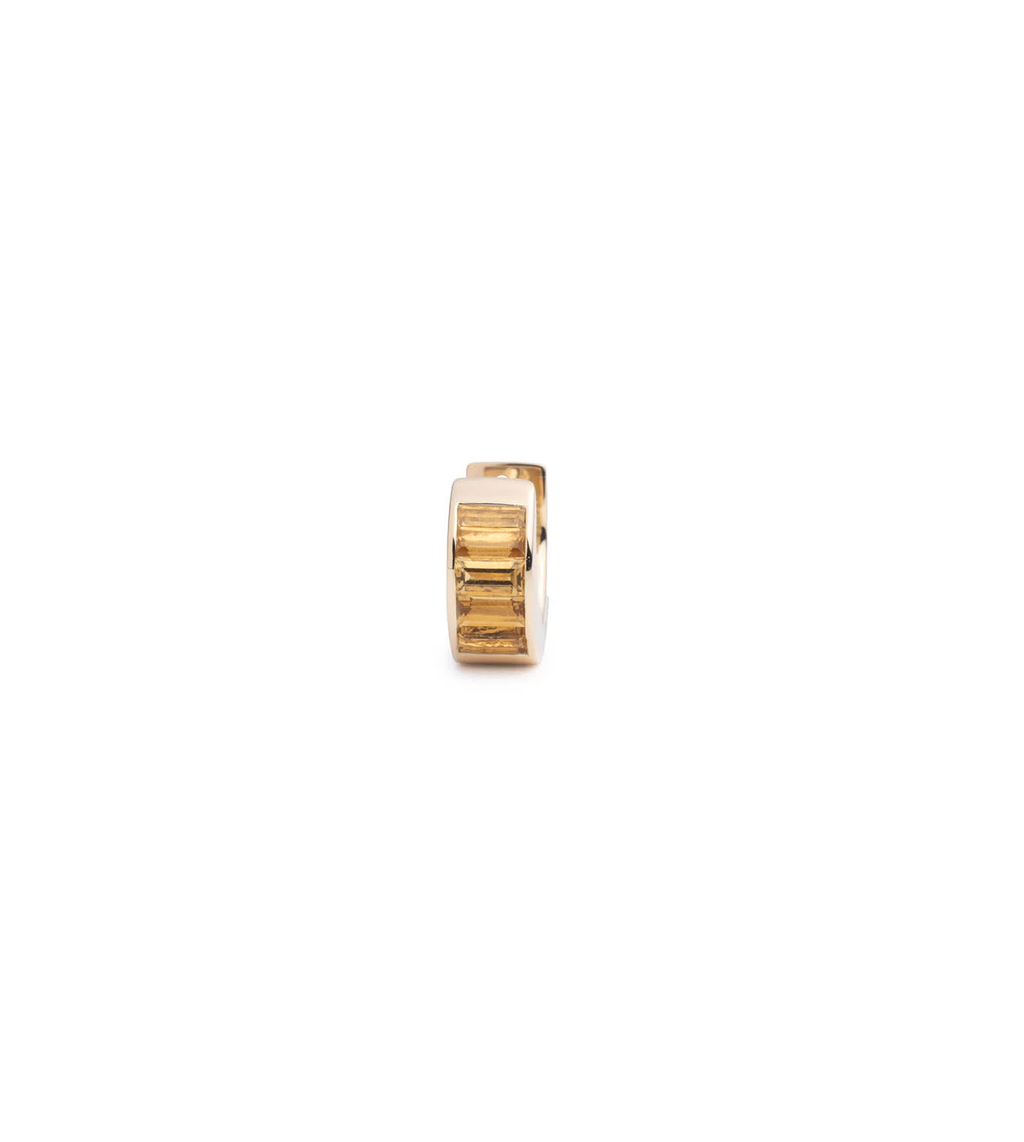 Baguette Pink Champagne Citrine - True Love : Huggie Earring view 1