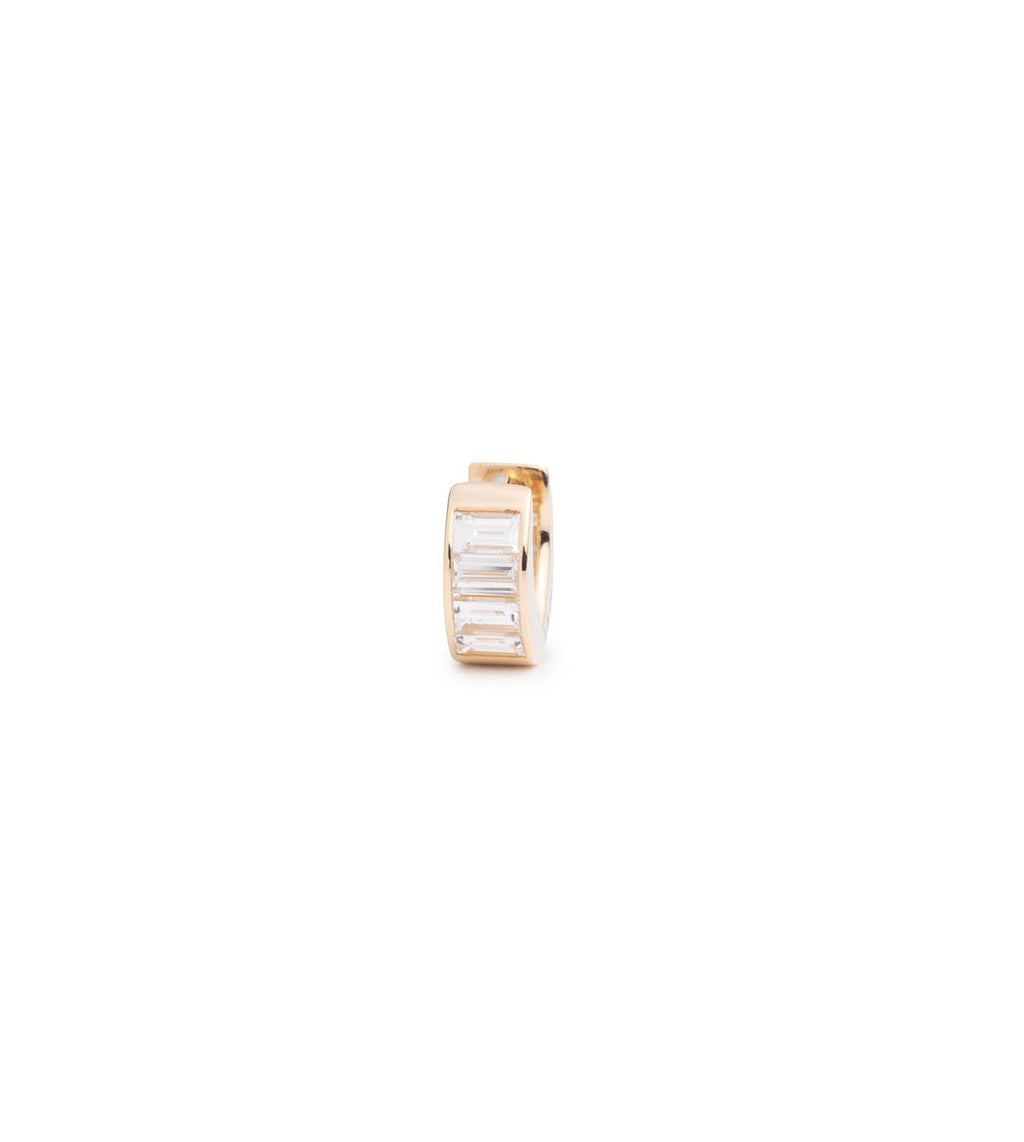 18K Yellow Gold Baguette Diamond - True Love : Huggie Earring – FoundRae