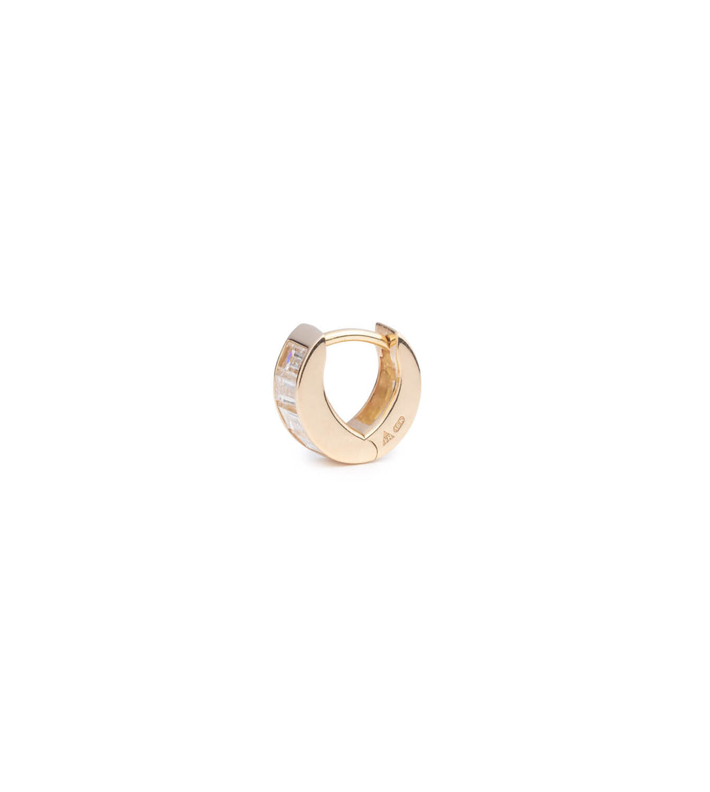 18K Yellow Gold Baguette Diamond - True Love : Huggie Earring – FoundRae