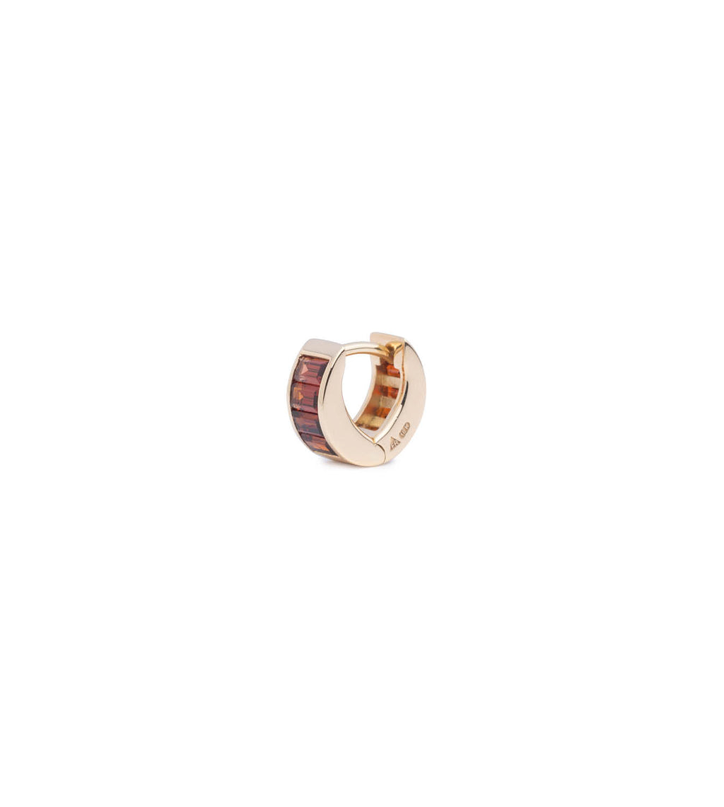 18K Yellow Gold Baguette Garnet - True Love : Huggie Earring – FoundRae