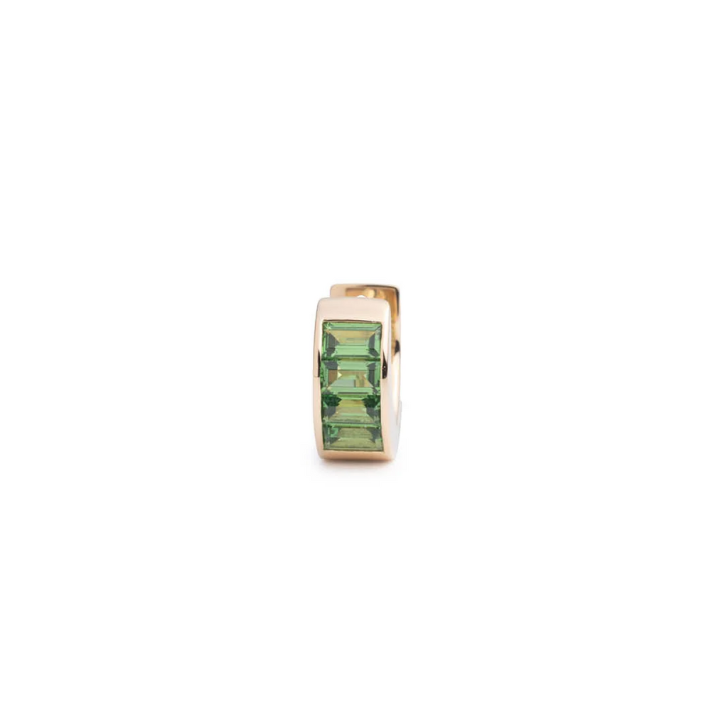 18K Yellow Gold Baguette Tsavorite - True Love : Huggie Earring – FoundRae view 1