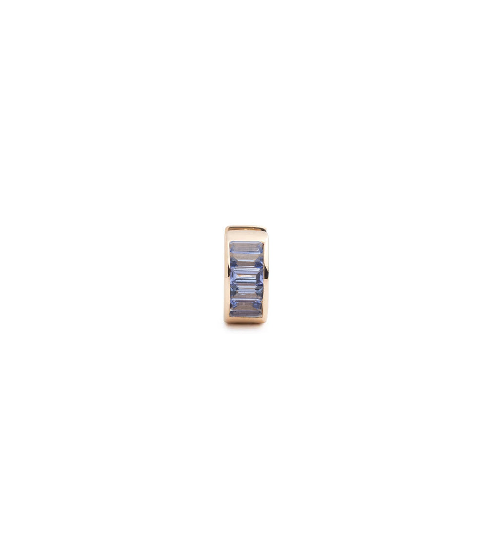 18K Yellow Gold Baguette Tanzanite - Love : Huggie Earring – FoundRae