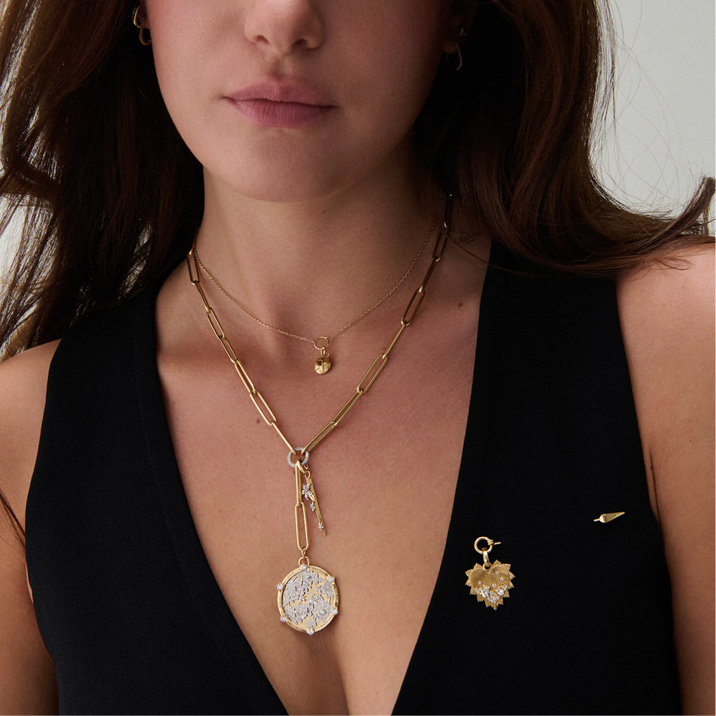 True Love | Encrusted Heart Love Token Stick Pin | Diamonds, Yellow Gold view 2
