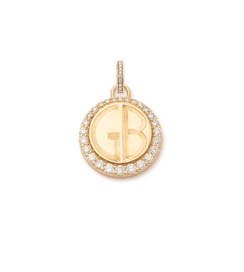 18K Yellow Gold Pave Diamond Engravable Medallion with Annex Link – FoundRae