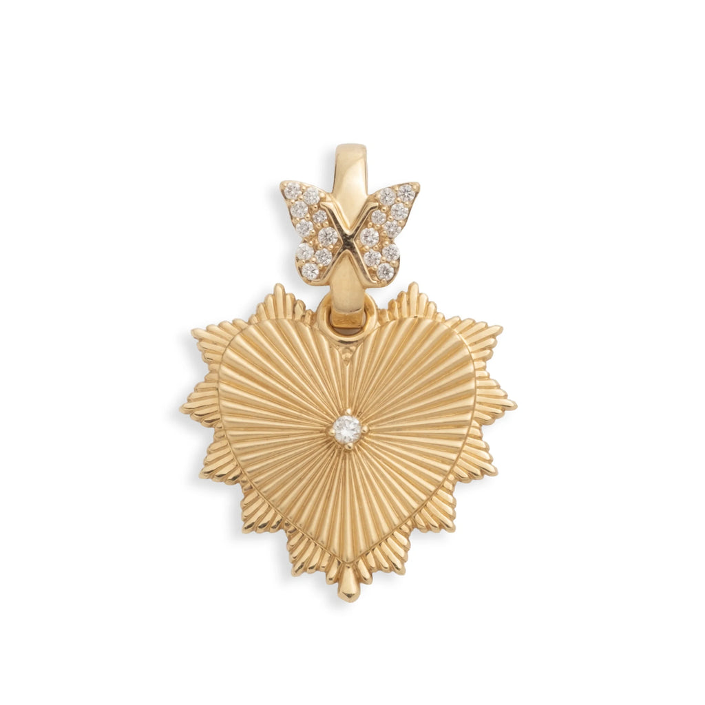 Necklace Connector - Reverie | Medium Pavé Butterfly Decorative Annex Link | Diamonds, Yellow Gold view 2