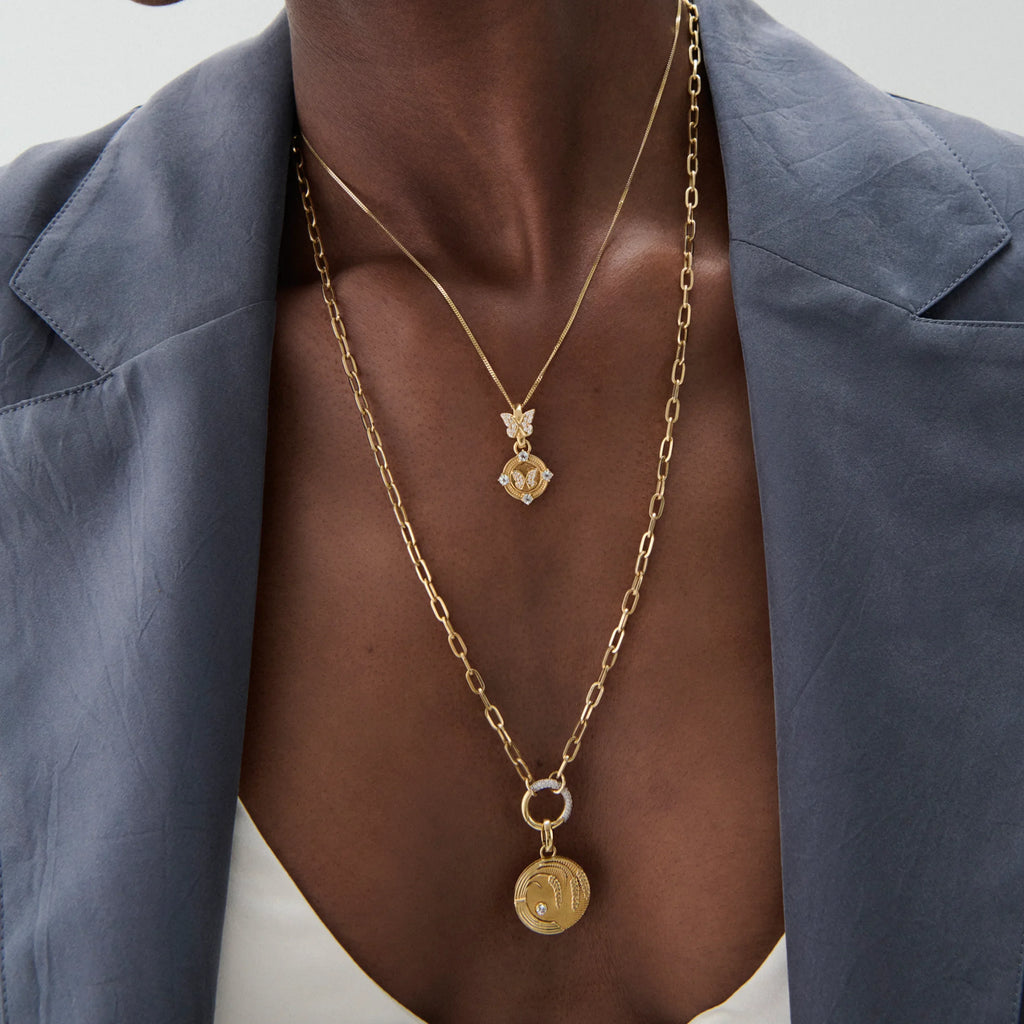 18K Yellow Gold Necklace Connector - Reverie | Medium Pavé Butterfly Decorative Annex Link | Diamonds, Yellow Gold – FoundRae view 2