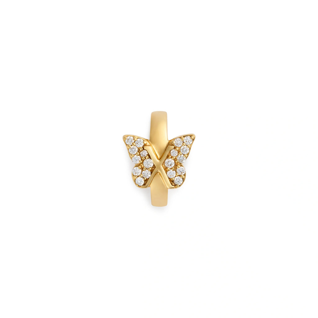 Necklace Connector - Reverie | Medium Pavé Butterfly Decorative Annex Link | Diamonds, Yellow Gold view 1