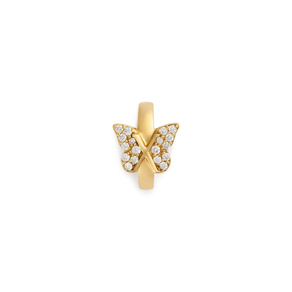 Necklace Connector - Reverie | Medium Pavé Butterfly Decorative Annex Link | Diamonds, Yellow Gold