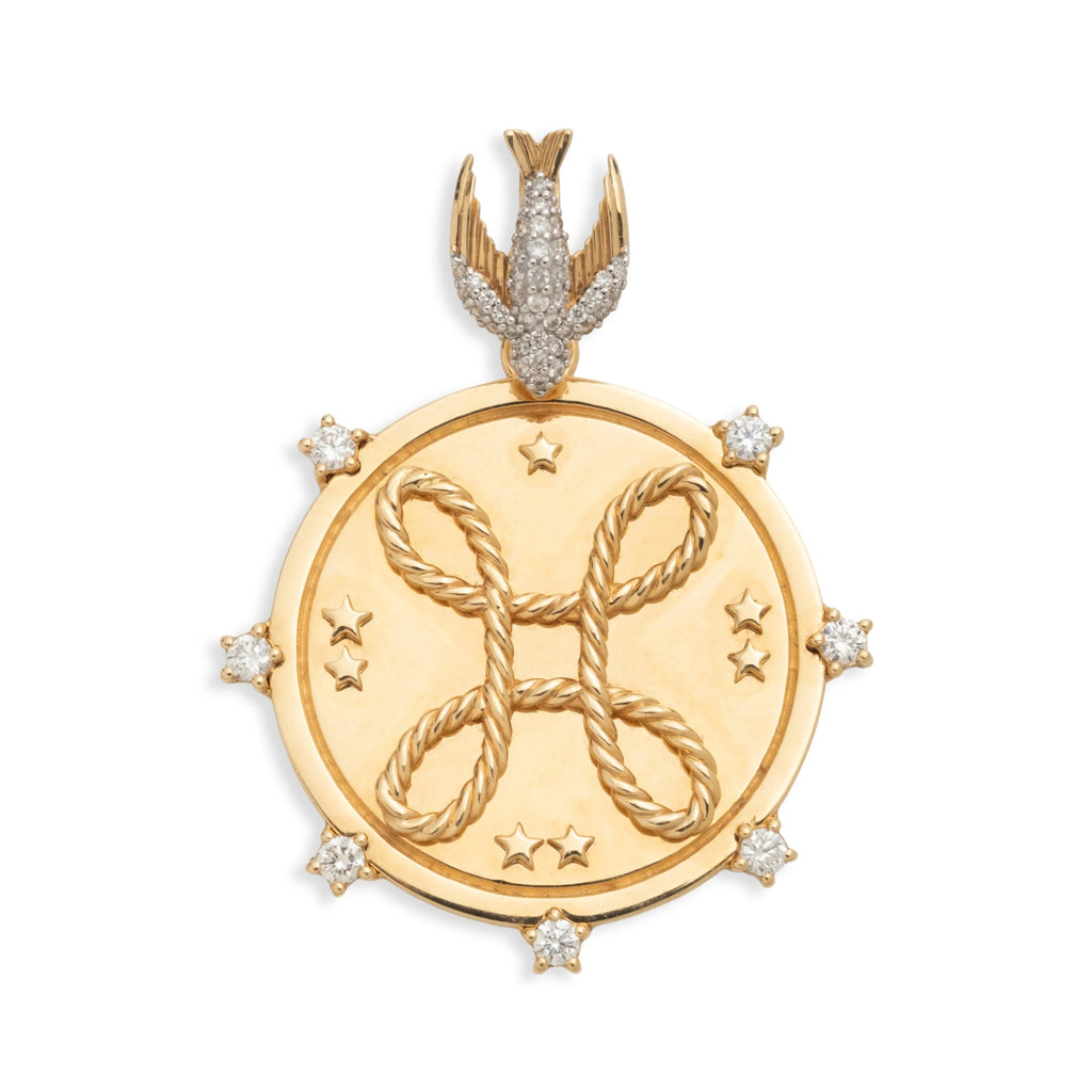 Necklace Connector - Resilience | Medium Pavé Sparrow Decorative Annex Link | Diamonds, Yellow Gold view 2