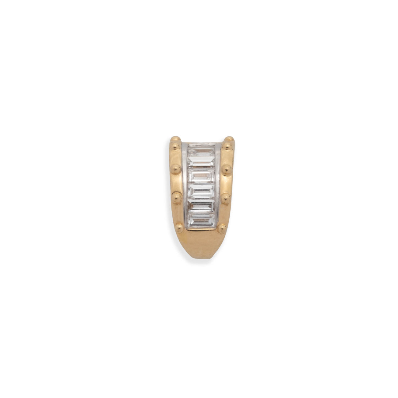 lovestruck pierced baguette diamond bail link : in yellow gold