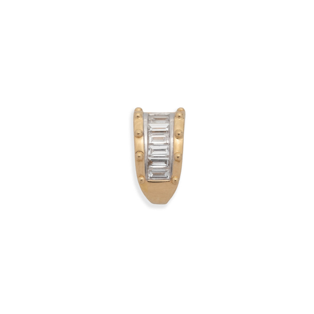 Lovestruck Pierced Baguette Diamond Bail Link : in Yellow Gold view 1