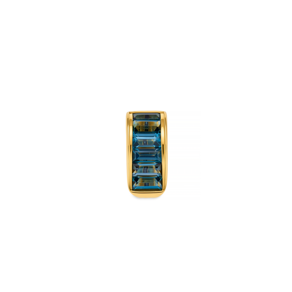 Necklace Connector | Baguette Bail Link | London Blue Topaz, Yellow Gold view 1