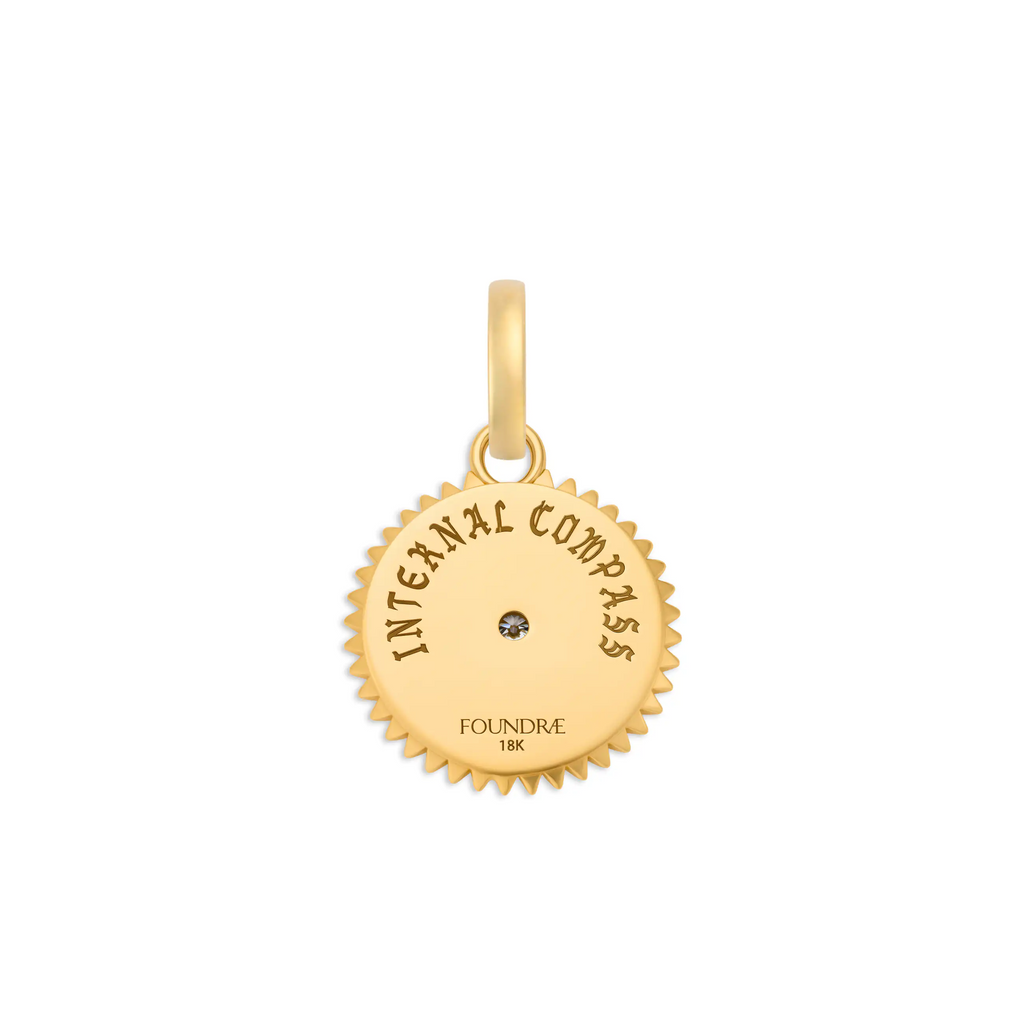 18K Yellow Gold Internal Compass | Ceramic Baby Medallion | Black Ceramic, Diamond, 18K Yellow Gold – FoundRae view 4