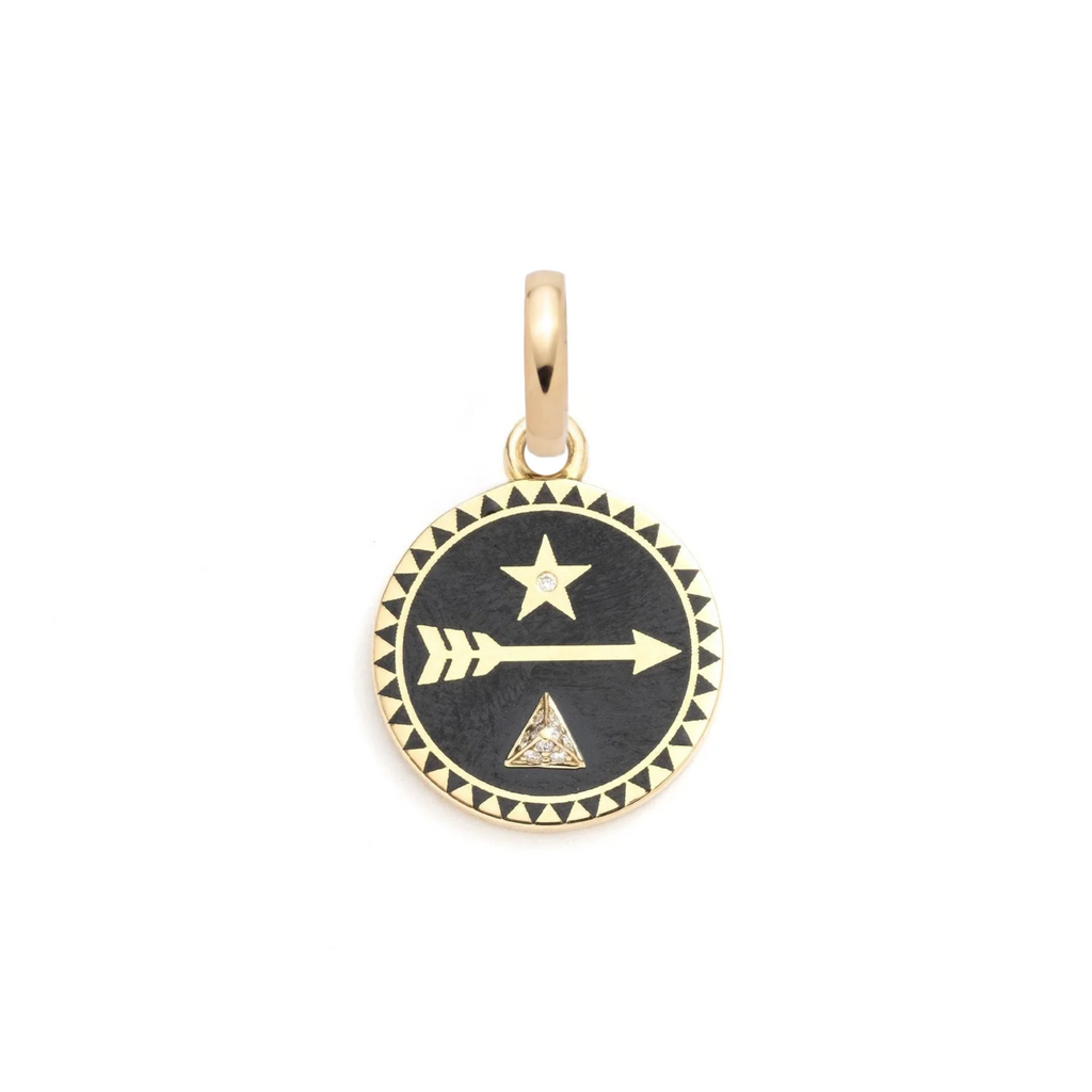 Dream Ceramic Baby Medallion : in Yellow Gold with Diamond and an Annex Link view 1