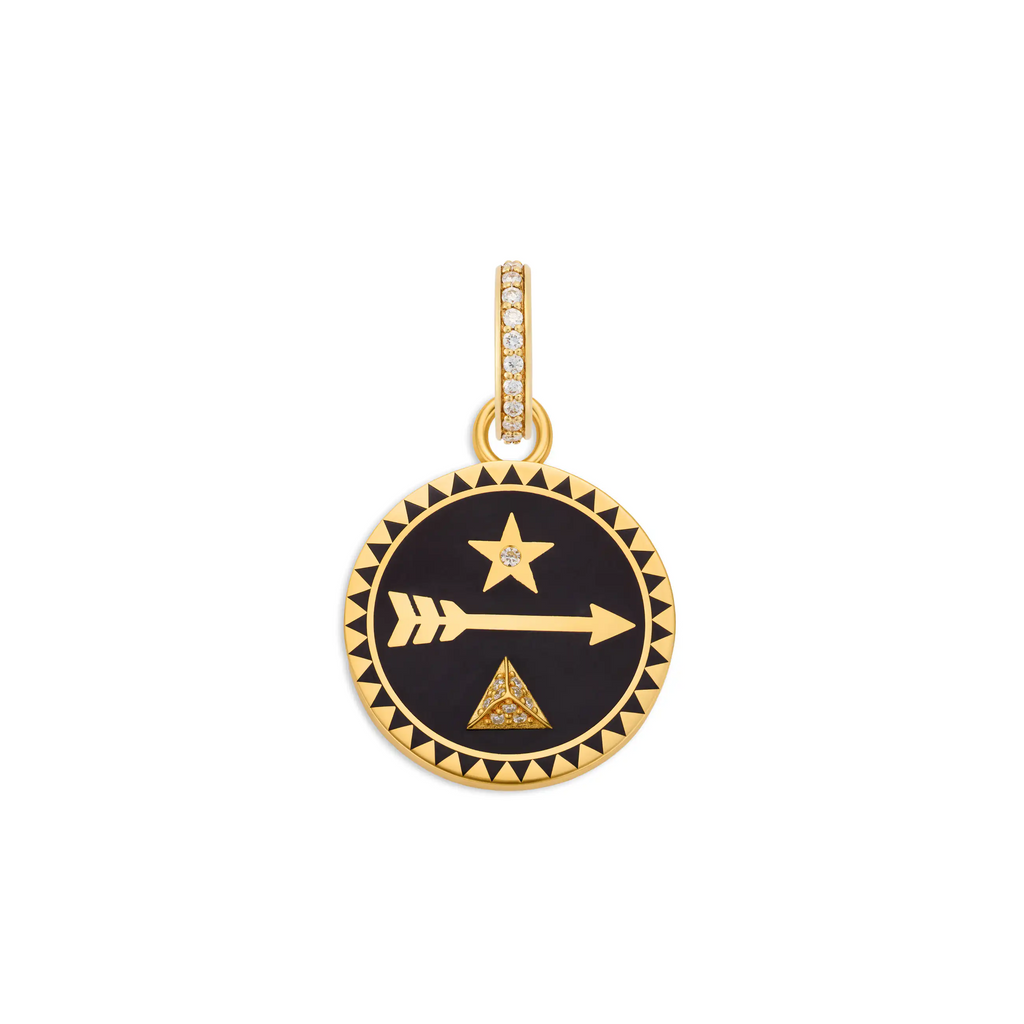 Dream | Ceramic Baby Medallion | Black Ceramic, Diamonds, 18K Yellow Gold view 2
