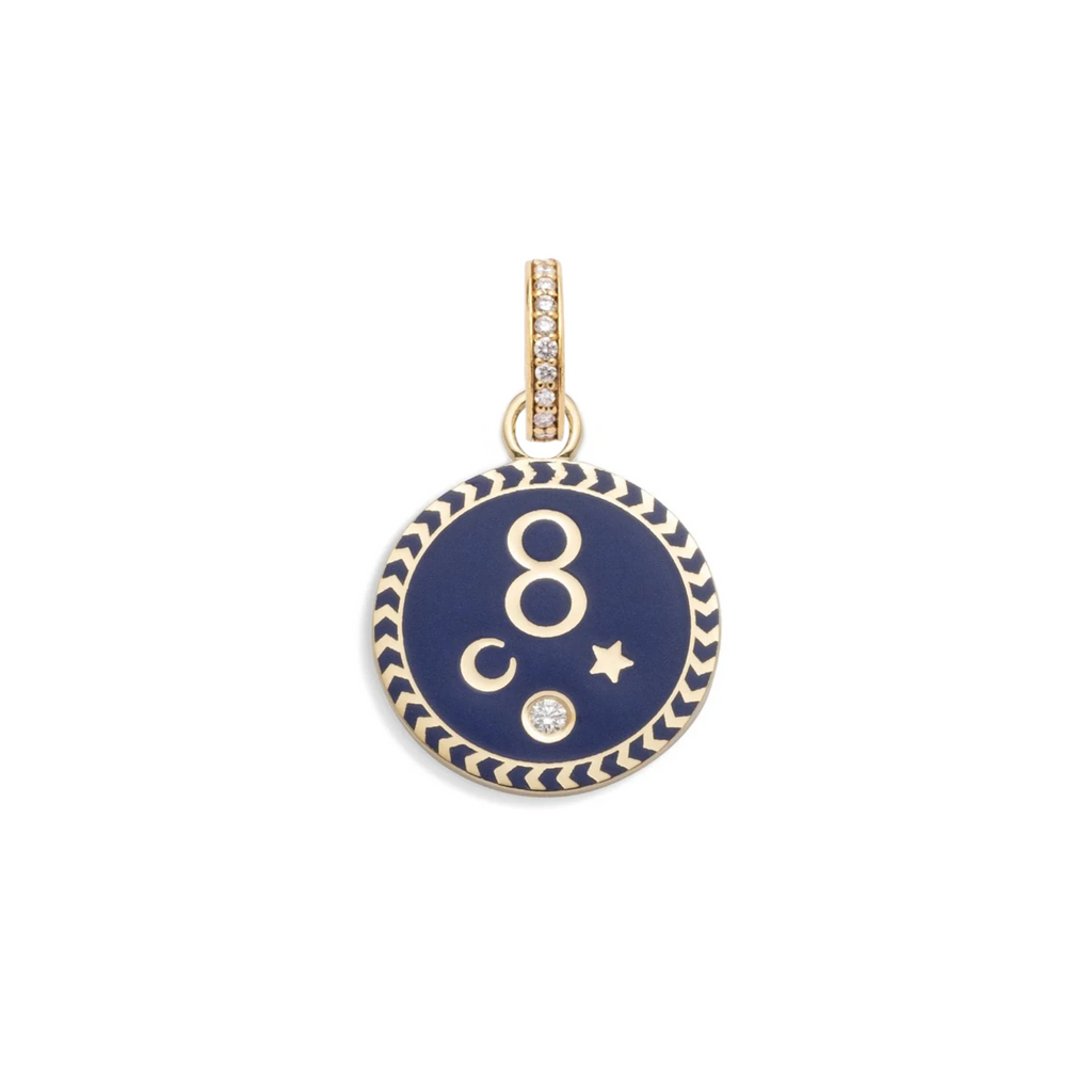 18K Yellow Gold Karma Ceramic Baby Medallion : in Yellow Gold with Diamond and an Annex Link – FoundRae view 3