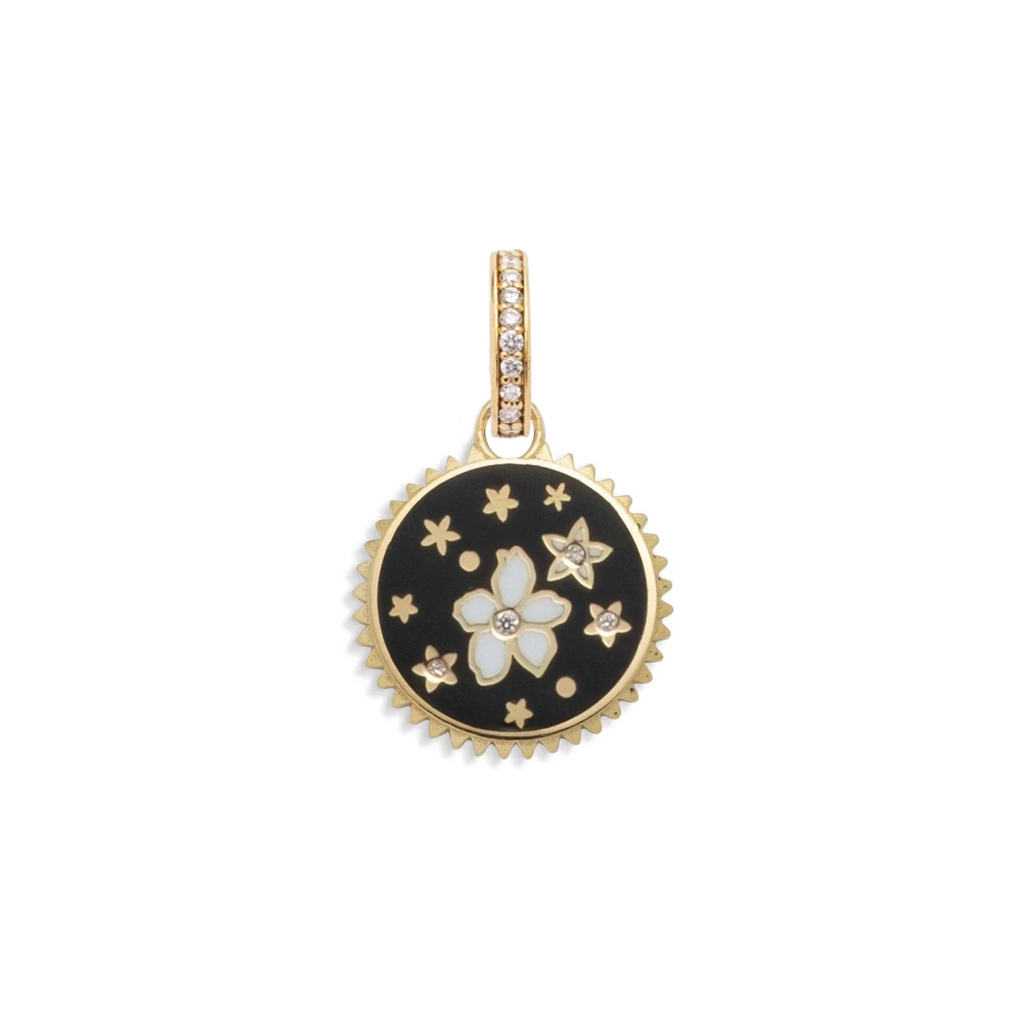 Resilience Ceramic Baby Medallion : in Yellow Gold with Diamonds and an Annex Link view 1