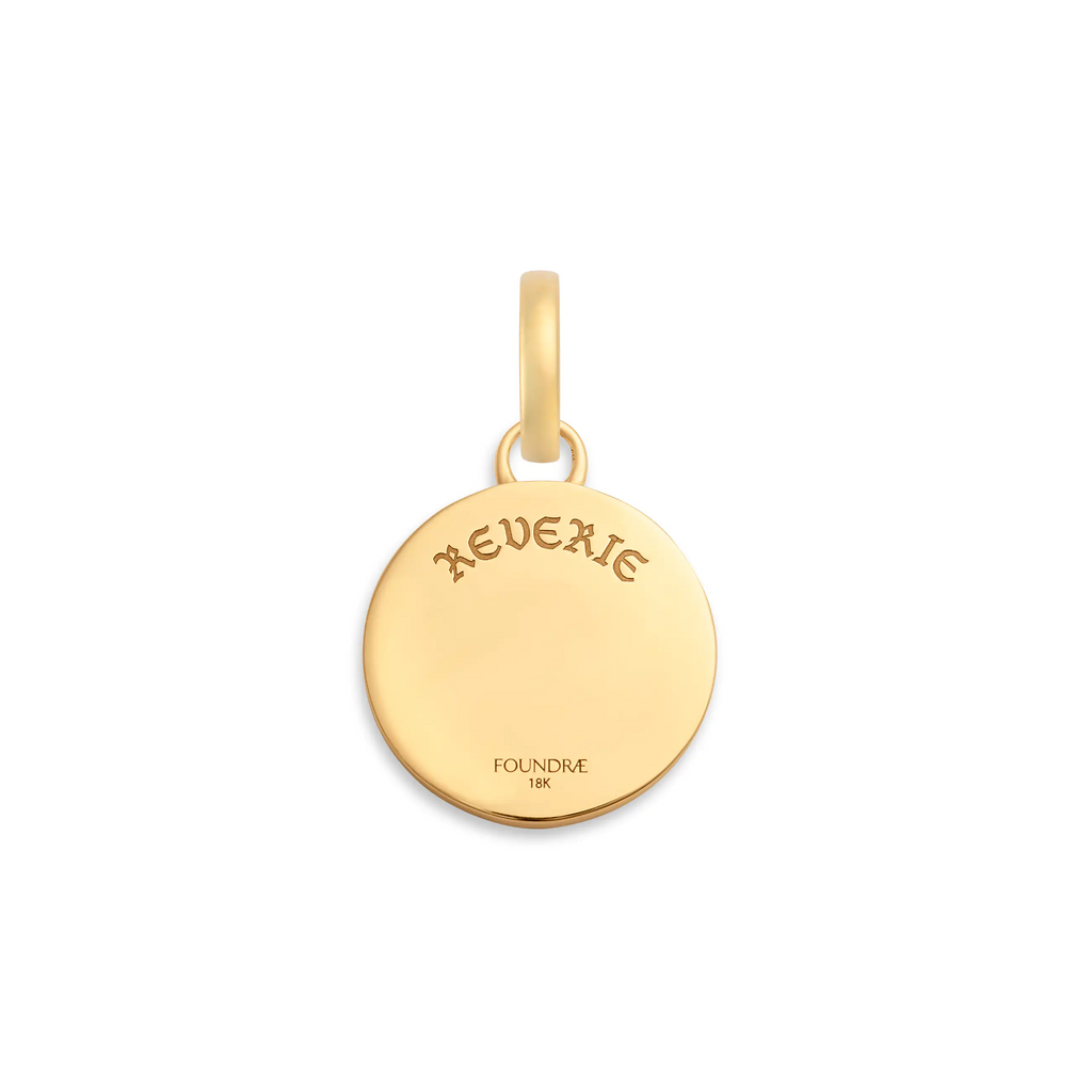 18K Yellow Gold Reverie | Ceramic Butterfly Baby Medallion | Aqua Ceramic, Diamond, 18K Yellow Gold – FoundRae view 4