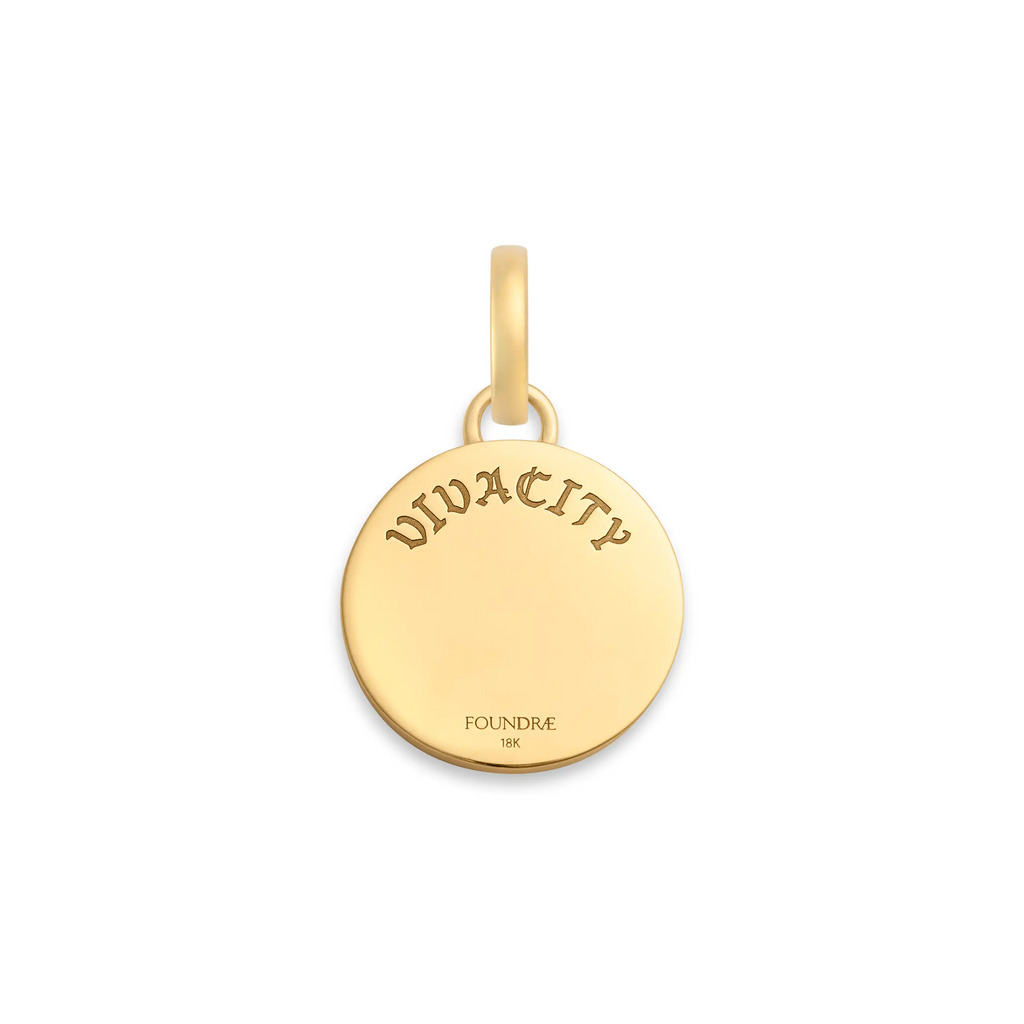 18K Yellow Gold Vivacity | Ceramic Ever Growing Love Baby Medallion | Blush Ceramic, Diamonds, 18K Yellow Gold – FoundRae view 4
