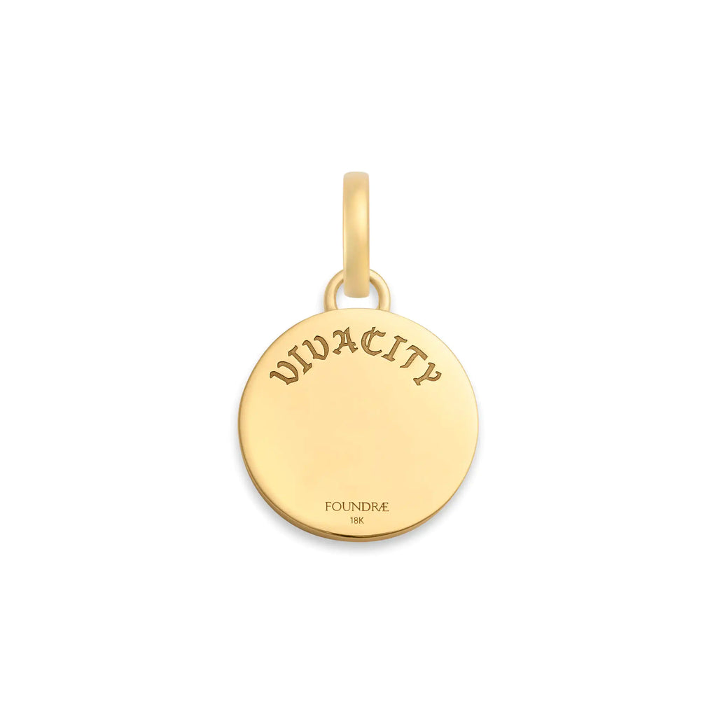 18K Yellow Gold Vivacity | Ceramic Ever Growing Love Baby Medallion | Blush Ceramic, Diamonds, 18K Yellow Gold – FoundRae view 4
