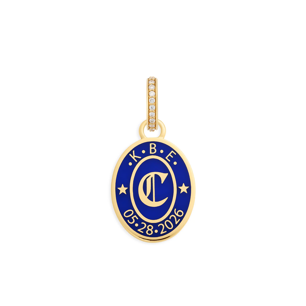 18K Yellow Gold Personalized | Custom Ceramic Cigar Band Pendant | Blue Ceramic, 18K Yellow Gold – FoundRae view 1