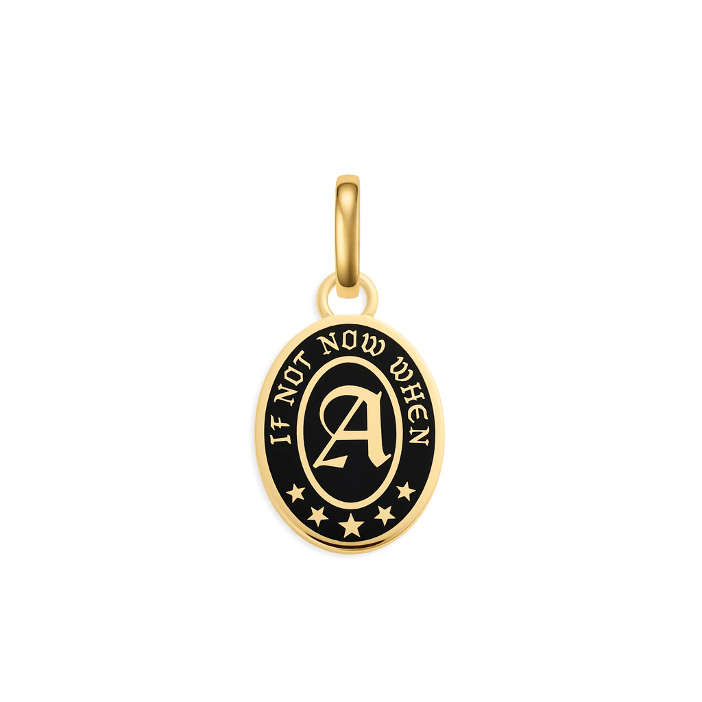 18K Yellow Gold Personalized | Custom Ceramic Cigar Band Pendant | Black Ceramic, 18K Yellow Gold – FoundRae view 1