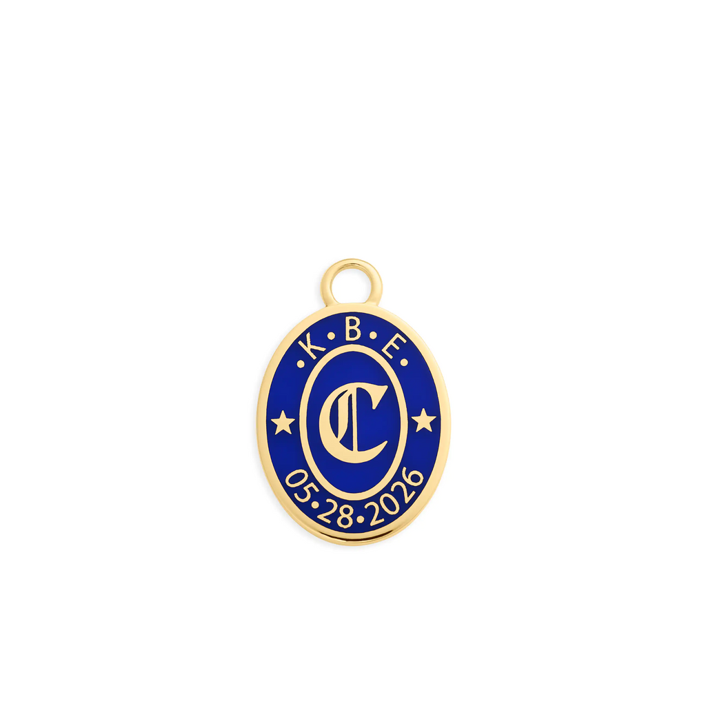18K Yellow Gold Personalized | Custom Ceramic Cigar Band Pendant | Blue Ceramic, 18K Yellow Gold – FoundRae view 5